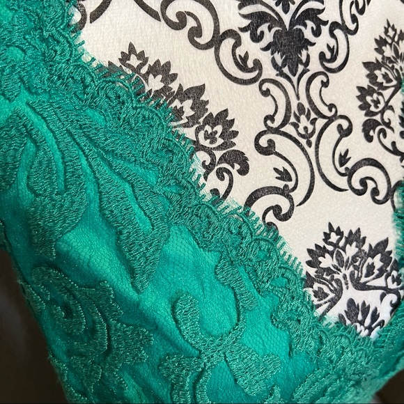 Tadashi Shoji Emerald Green V Neck Lace Sheath Dress size 16 - Picture 4 of 16